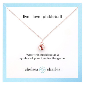 Pickleball Charm Necklace - Rose Gold